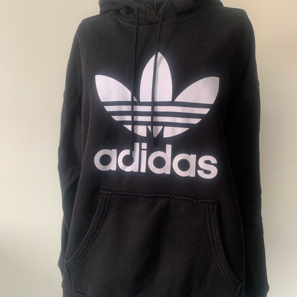 Adidas women’s Black Pullover with White Trefoil